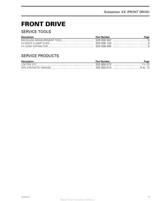 SSV 2017 Front Drive (Defender HD5) Shop tmr2017 431 Manual