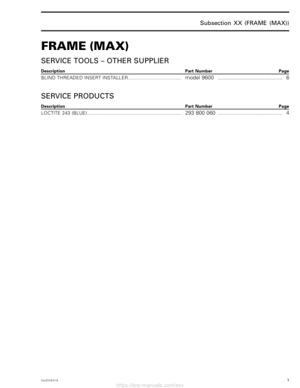 SSV Frame (MAX) (Commander) Shop tmr2016 019 Manual