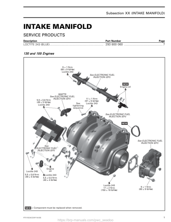 Intake Manifold RTX1503ACEMY18 005 Manual