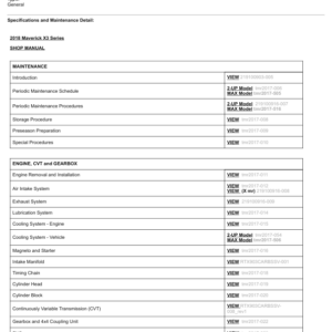 SSV 2018 MAVERICK X3 SERIES (Table of Contents) 132646 SM91Y018 en Manual