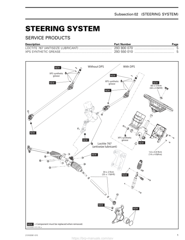 SSV Steering system (Defender) Shop supp. 219100901 015 Manual