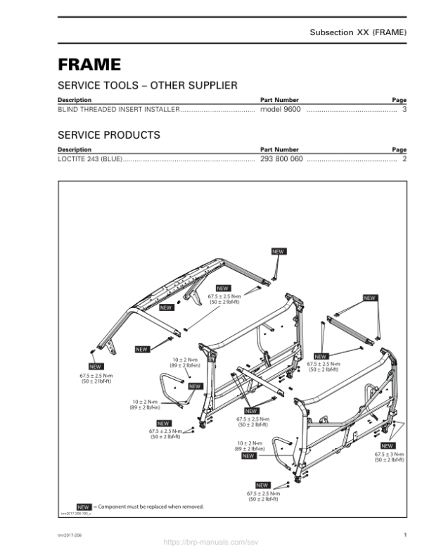 SSV Frame (Defender MAX) Shop tmr2017 208 Manual