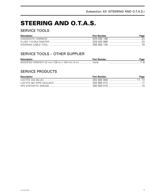 PWC S06 SS01 Steering and O.T.A.S. Shop 4 TEC Version 2AA EN Manual