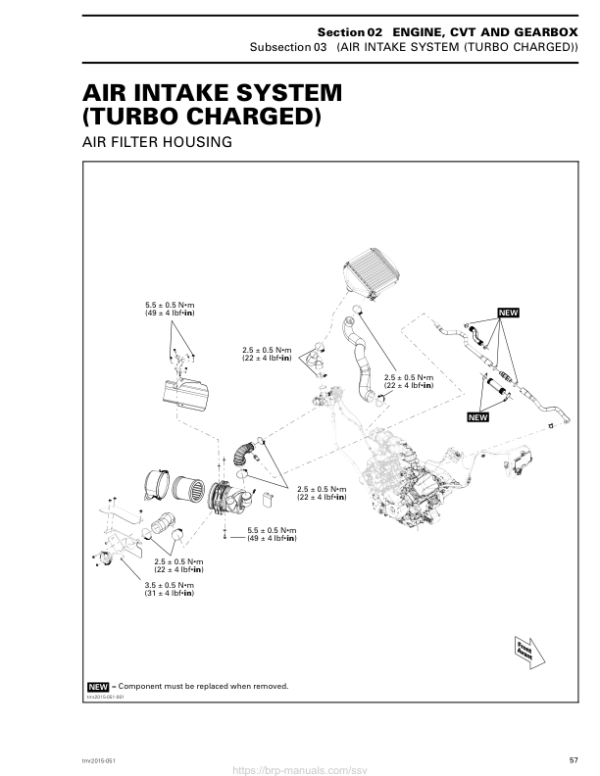 SSV Air Intake System Turbo Charged (MAVERICK XDS) Shop 03a9KOAAY SM91Y014S00 tmr2015 051 Manual