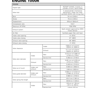 Rotax MY19 (1010HO ATV) Technical Specifications Engine RTX19 1010HO 005 en Manual