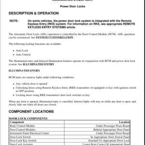 Power Door Locks Manual