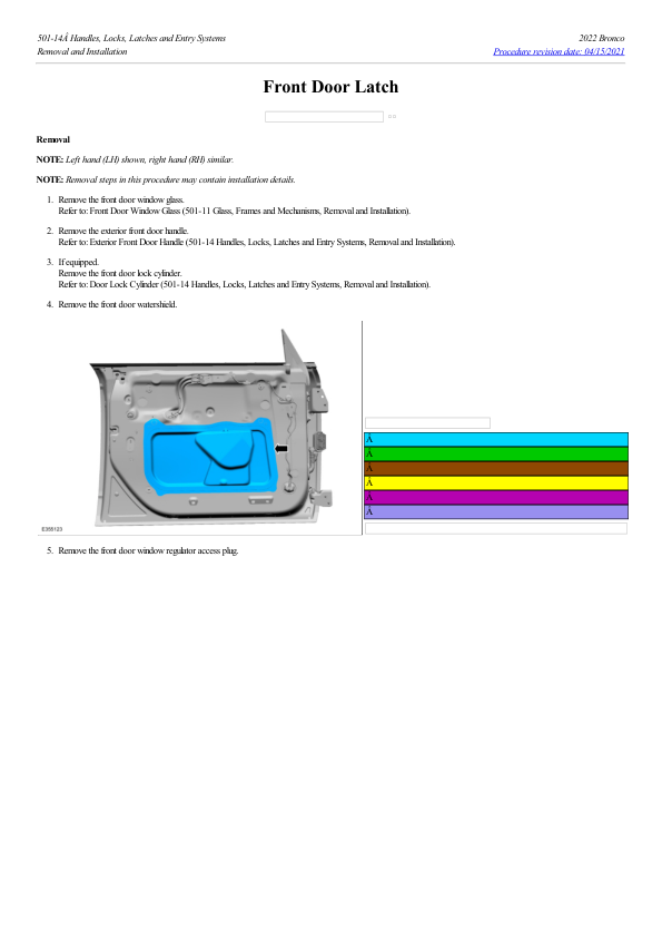 Front Door Latch G2219415 Manual