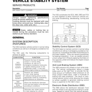 ROAD Vehicle Stability System (VSS) Shop 219100955 017 Manual