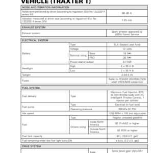 SSV 2018 Specifications Vehicle (Traxter T Series) Shop 219100934 010 Manual