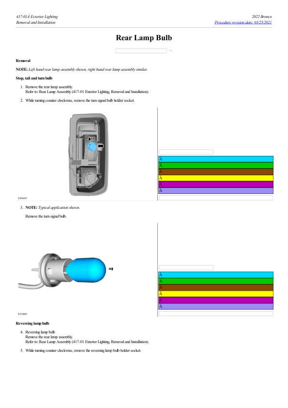 Rear Lamp Bulb G2222559 Manual