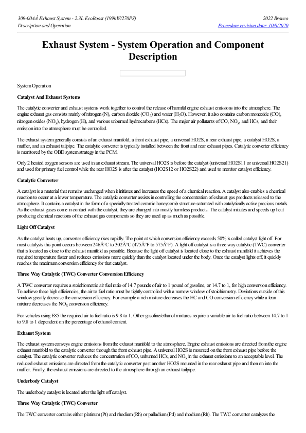 Exhaust System System Operation and Component Description G2248082 Manual