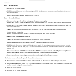 Evaporative Emission System Leak Test G2224265 Manual