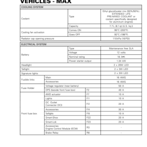 SSV Technical Specifications (Maverick MAX Series) Shop tmr2021 008 en Manual