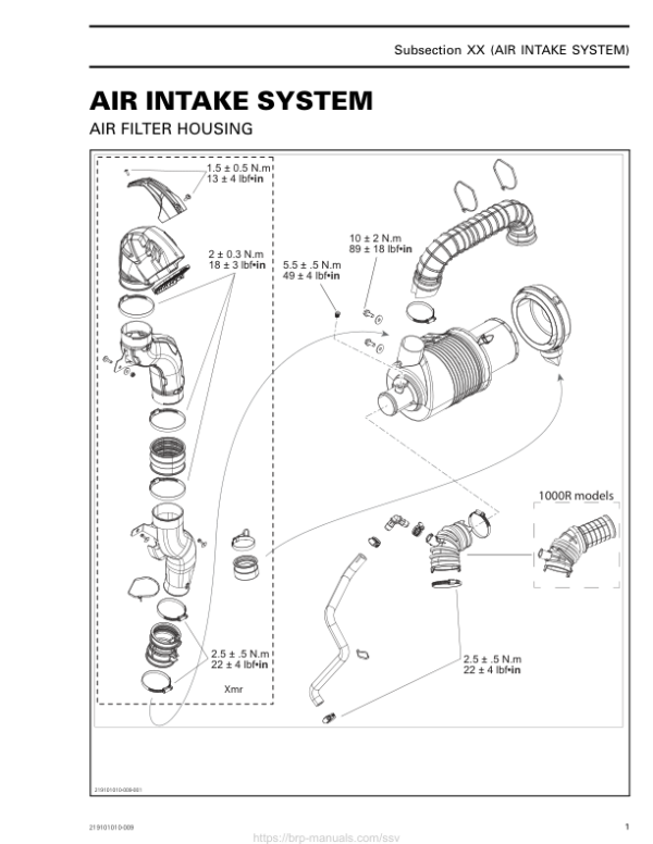 SSV MY20 Air Intake System (HD10 HD10) 219101010 009 en Manual