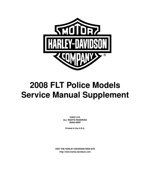 2008 FLT Police Model Supplement Manual