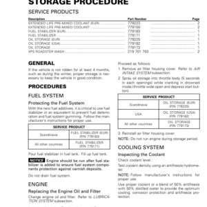 ROAD Storage Procedure Shop 219100955 004 Manual