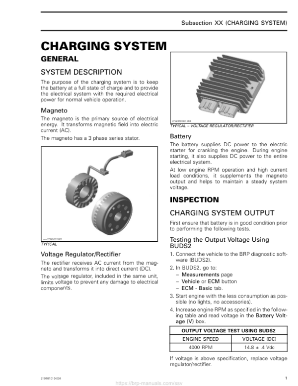 SSV MY20 Charging System (Defender suppl.) 219101010 034 en Manual