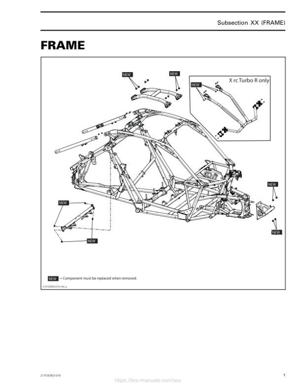 SSV 2018 Frame (MAVERICK X3 X rc) Shop Supp 219100903 018 Manual