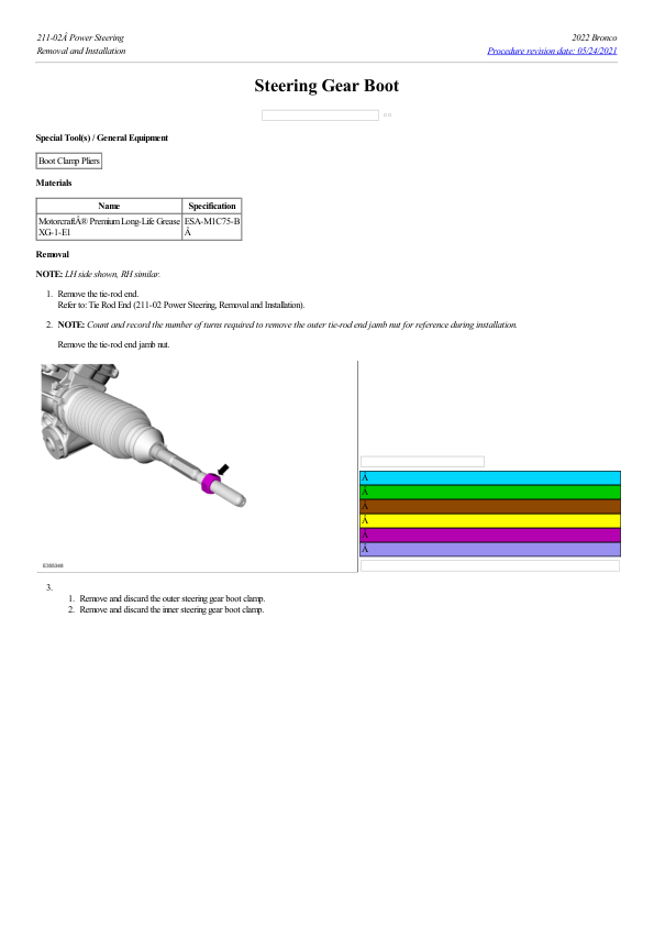 Steering Gear Boot G2225643 Manual