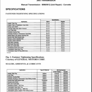 2003 TRANSMISSION REPAIR Manual