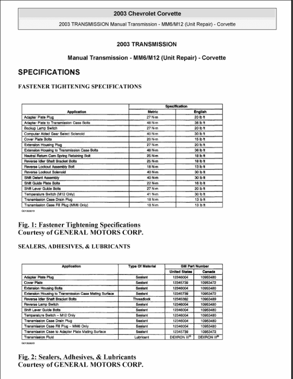 2003 TRANSMISSION REPAIR Manual