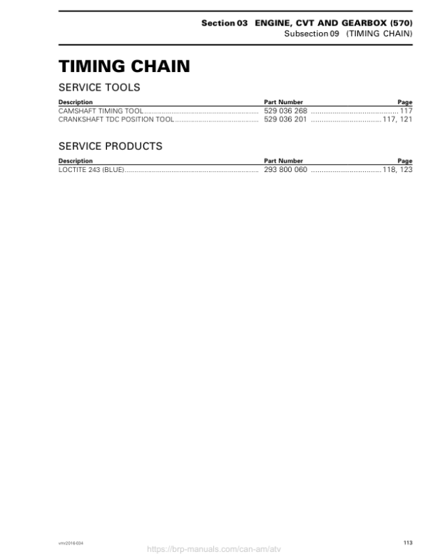 ATV Timing Chain (OUTLANDER L) Shop vmr2016 034 en Manual