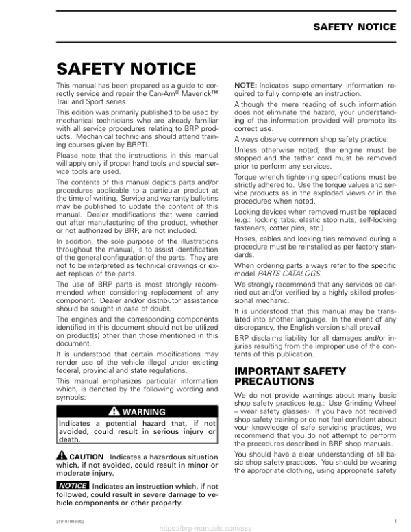 SSV 2020 Safety Intro (Trail Sport) 219101008 002 Manual