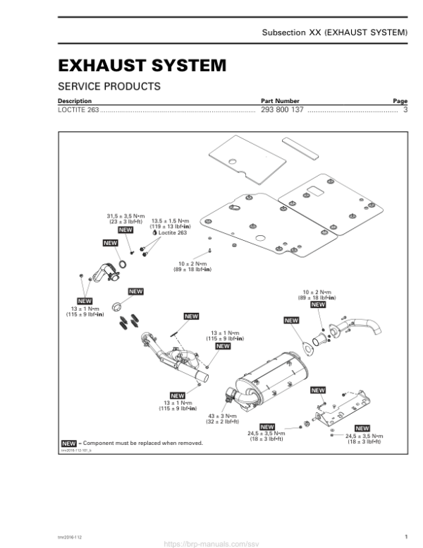 SSV Exhaust System (Traxter) Shop tmr2016 112 Manual