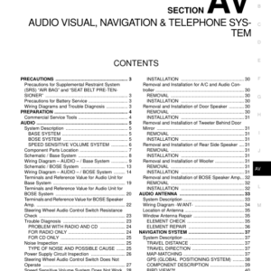 AUDIO VISUAL, NAVIGATION & TELEPHONE SYSTEM Manual