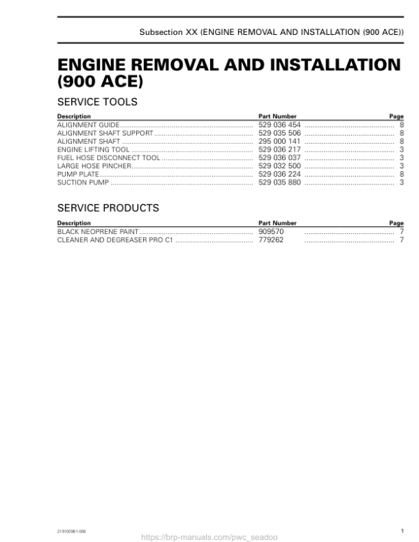 Engine Removal Manual