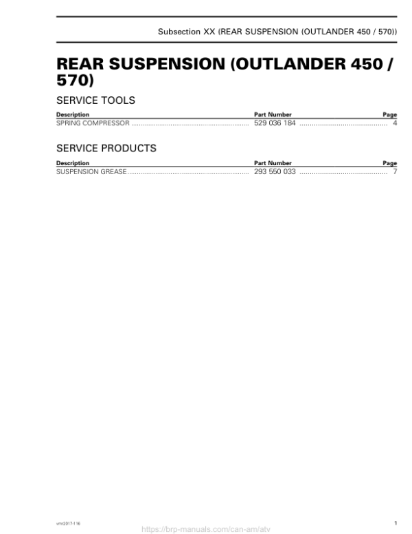 ATV Rear Suspension (G2L) Shop man vmr2017 116 Manual