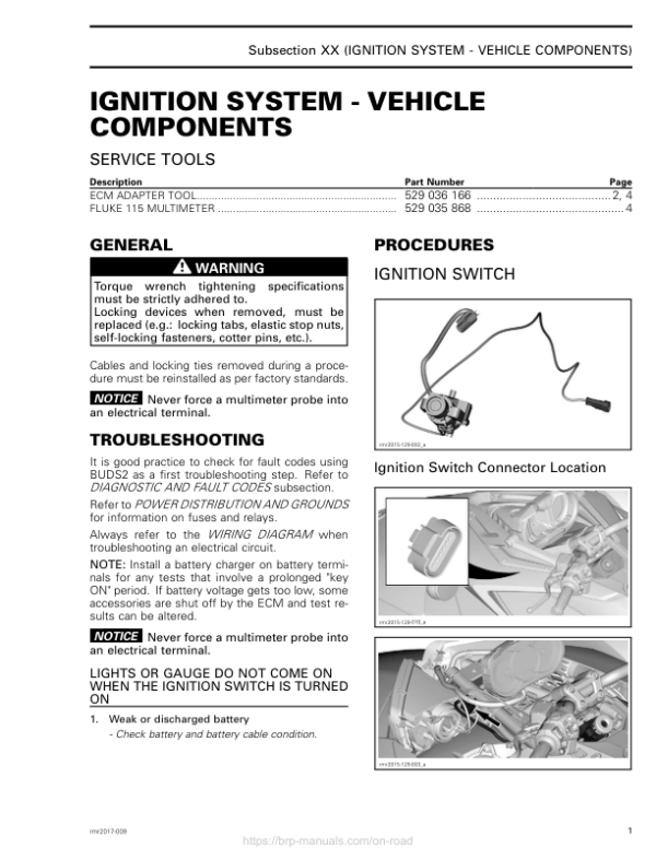 ROAD 2017 F3 Ignition System Vehicle Components rmr2017 009 Manual