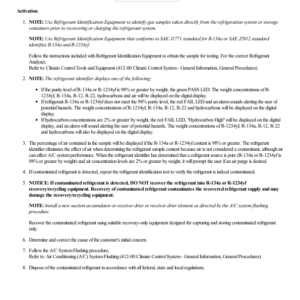 Refrigerant Identification Testing G2229738 Manual