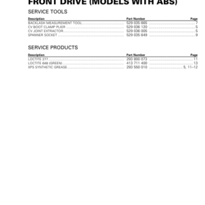 ATV 2018 Front Drive (Without Visco Lok) (New T3) Shop 219100881 032 Manual