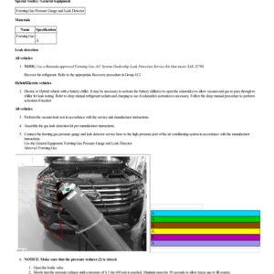 Air Conditioning (A C) System Leak Test Using Forming Gas G2229730 Manual