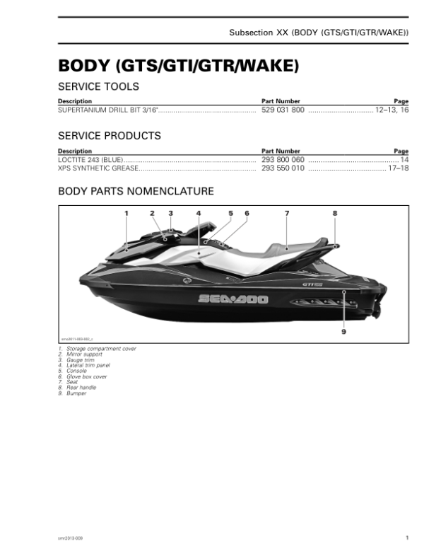 PWC S07 SS04B Body (GTS GTI GTR WAKE) Shop 4 TEC Version 2AB EN Manual