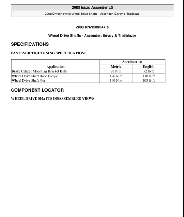 AXLE SHAFTS Manual