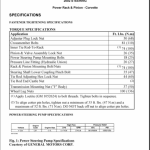 2002 POWER STEERING Manual