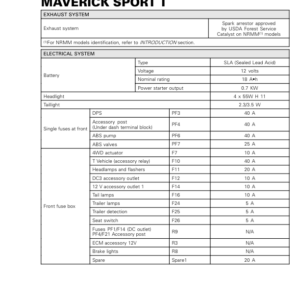 SSV 2019 Technical Specifications Maverick Sport T Shop Supp 219100969 031 Manual