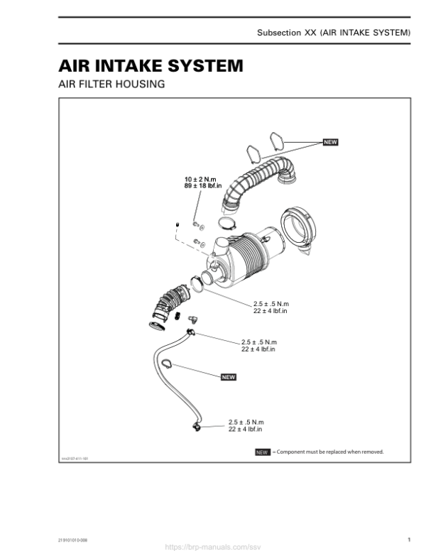 SSV MY20 Air Intake System (HD5) 219101010 008 en Manual