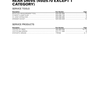 ATV 2019 Rear Drive (450,570, except T Category) Outlander Shop Supp 219100951 036 Manual