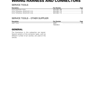 ON ROAD Wiring Harness and Connectors Shop 219100953 016 Manual