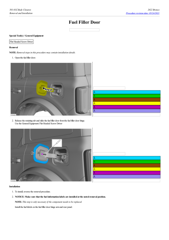 Fuel Filler Door G2223306 Manual