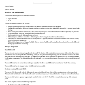 Rear Drive Axle and Differential System Operation and Component Description G2226247 Manual