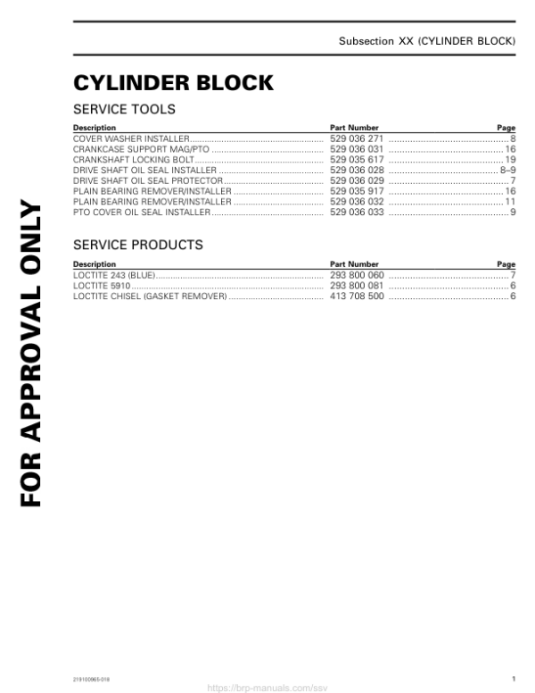 SSV 2019 Cylinder Block Commander Shop Supp 219100965 018 Manual