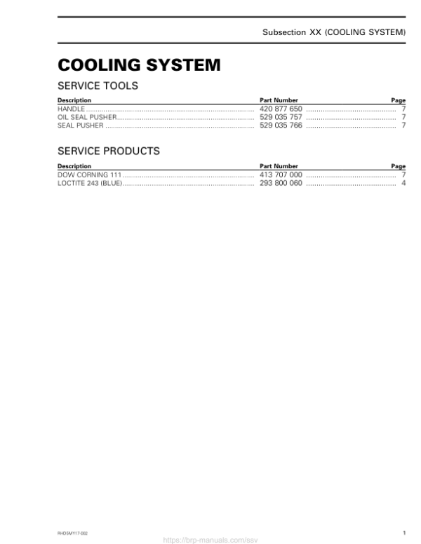 Rotax 2017 (HD5) Cooling System RHD5MY17 002 Manual