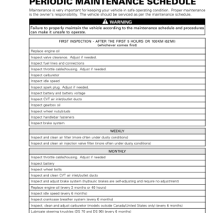 ATV Periodic Maintenance Schedule (Mini DS) Shop vmr2017 006 Manual