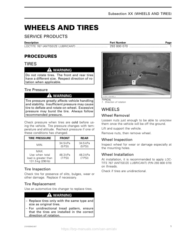 ATV MY18 Wheels and Tires 219100885 047 Manual