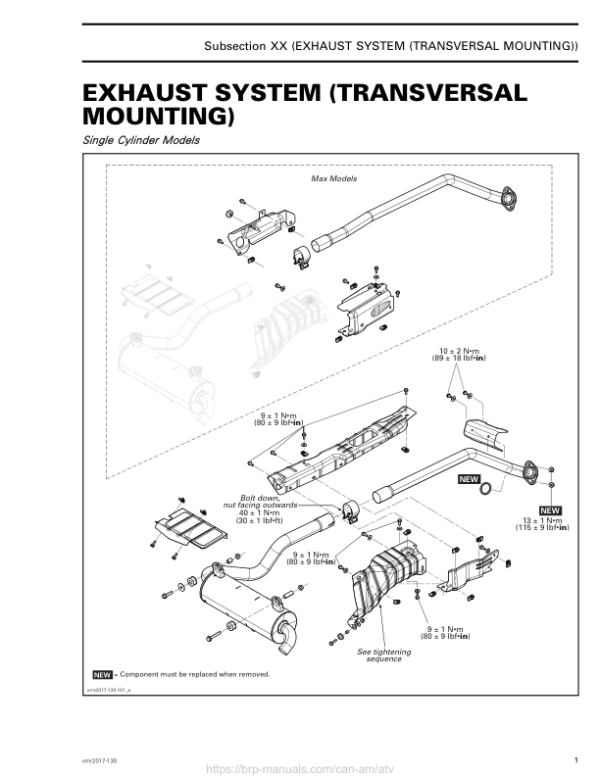 ATV Exhaust (Trans Mount) (G2L) Shop vmr2017 130 Manual