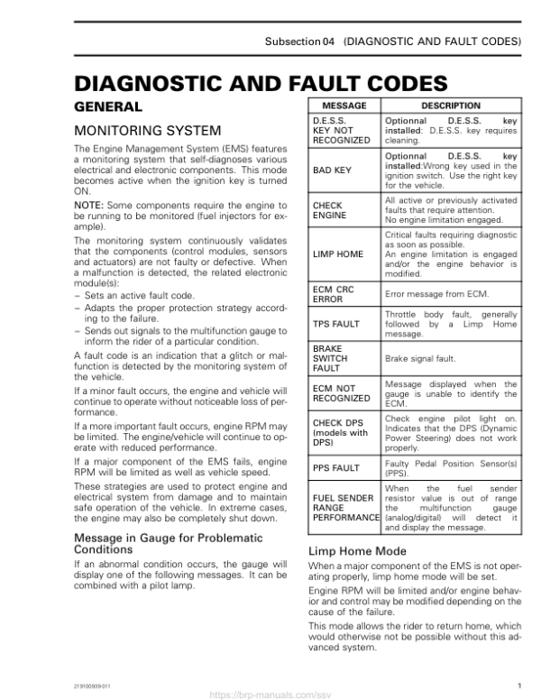 SSV 2018 (Fault Codes) Defender Xmr suppl 219100939 011 en Manual